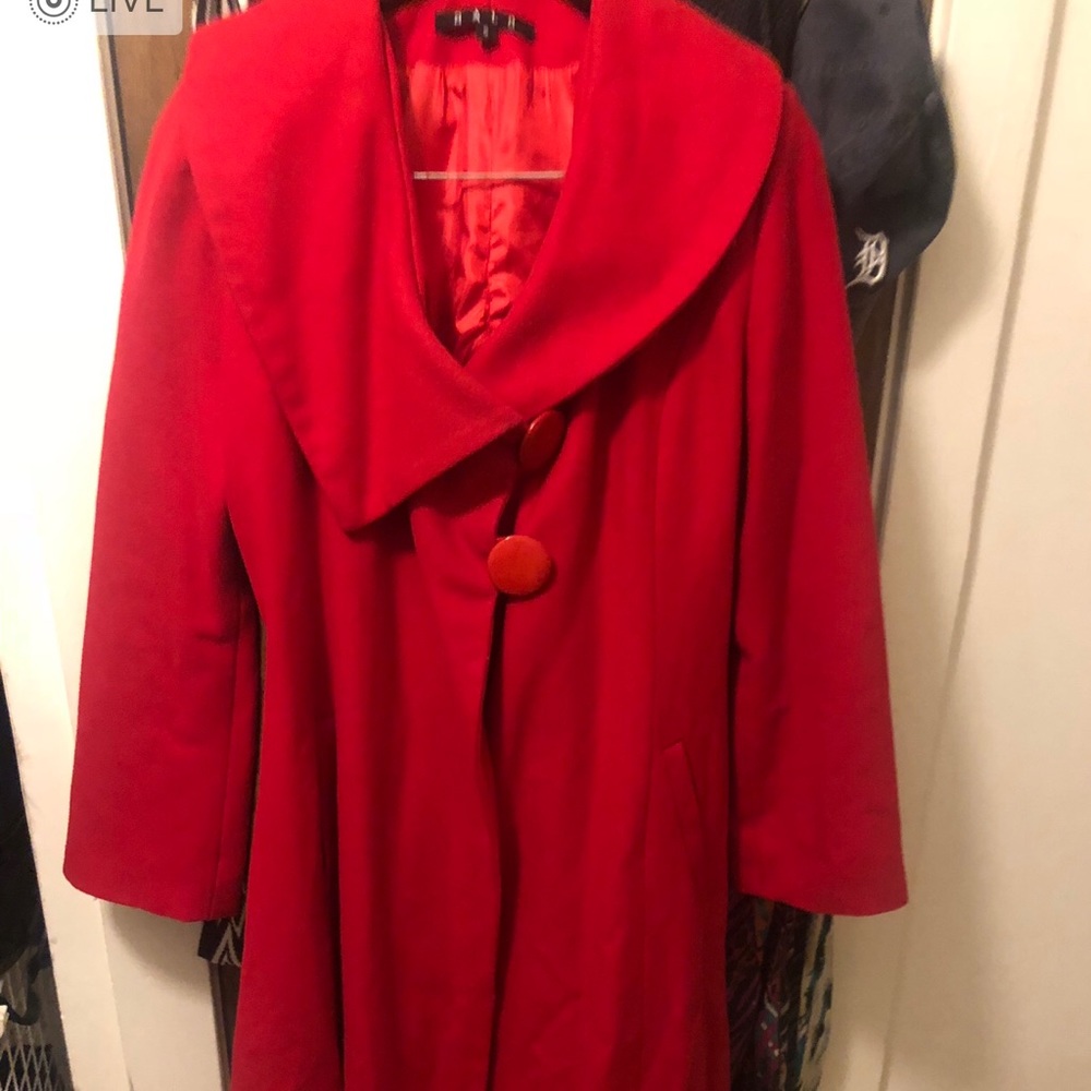 Red long peacoat